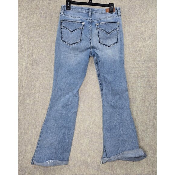 Shyanne Women’s Light Blue Bootcut Jeans Mid-Rise Distressed Hem Size 31 Short - Picture 2 of 10